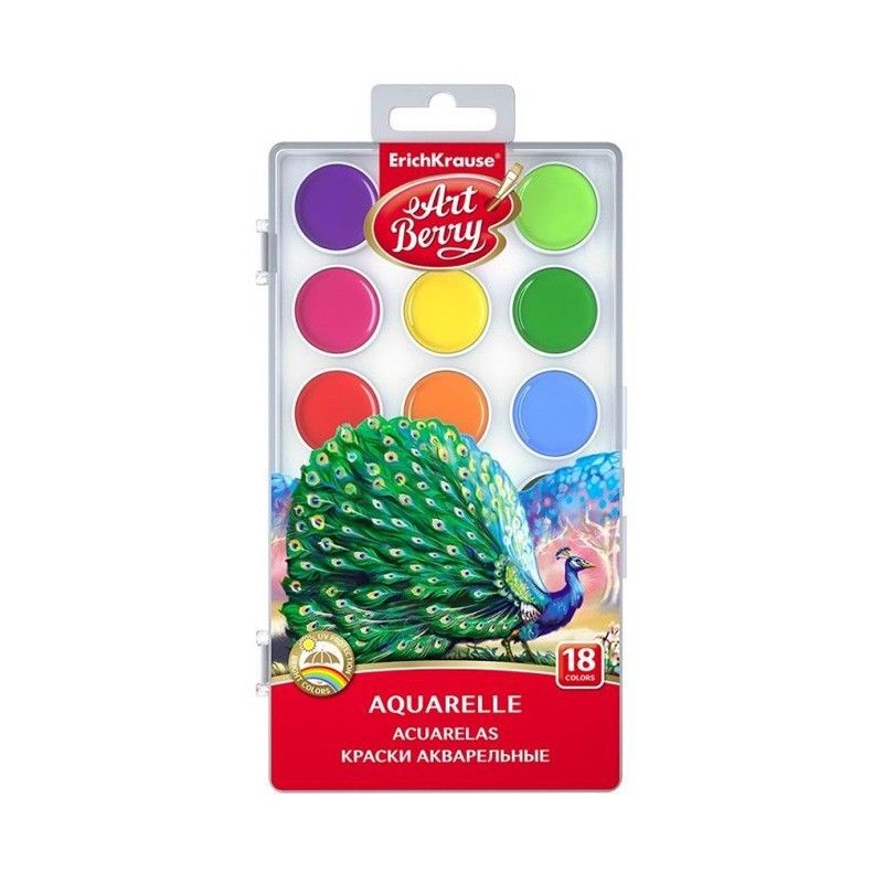 Acuarele Erichkrause, paleta 18 culori, protectie UV, semi-solide - imagine 4